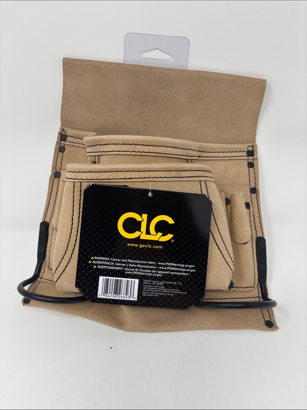 Carpenter nail and Tool Tan Leather Belt Pouch - Hands-Free Tool Organizer